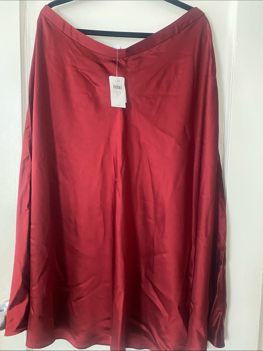 J. Jill Red Satin Maxi Skirt